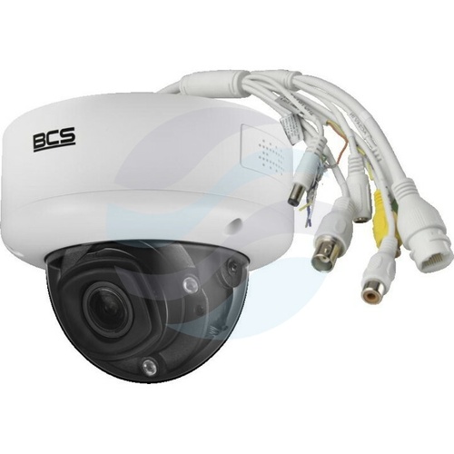 BCS LINE BCS-L-DIP98VSR4-Ai3 Kamera IP 8Mpix kopułowa 2.7-12mm, zoom x4, IR 40m, WDR 120dB, mSD do 512GB, IK10, głośnik, mikrofon, biała 2
