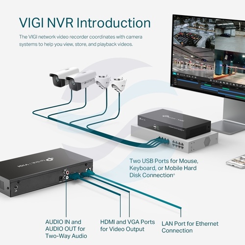 TP-Link VIGI NVR1008 Rejestrator 8-kanałowy IP max. 5Mpx, 80/60 Mb/s, 1x SATA max. 10TB, H.265+ 4