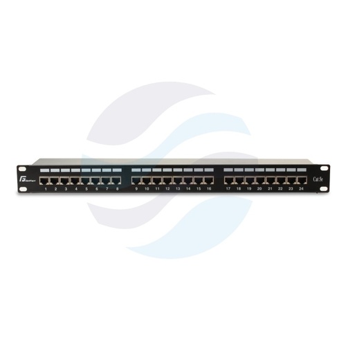 GETFORT PGF-5EFTP24-B6 Patch panel FTP 24-port kat.5e, rack 19" 1U z półką, czarny 2
