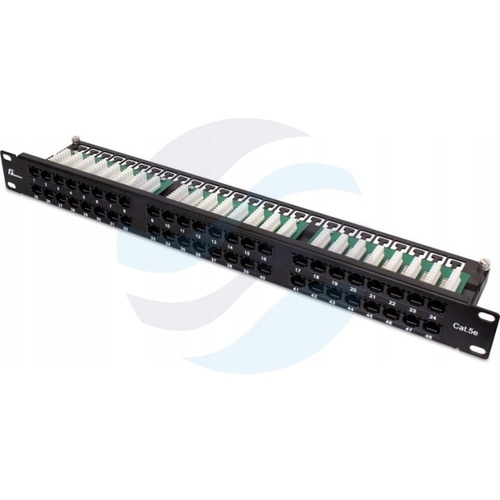 GETFORT PGF-5EUTP48-B9 Patch panel UTP 48-port kat.5e, rack 19" 1U z półką, czarny 2