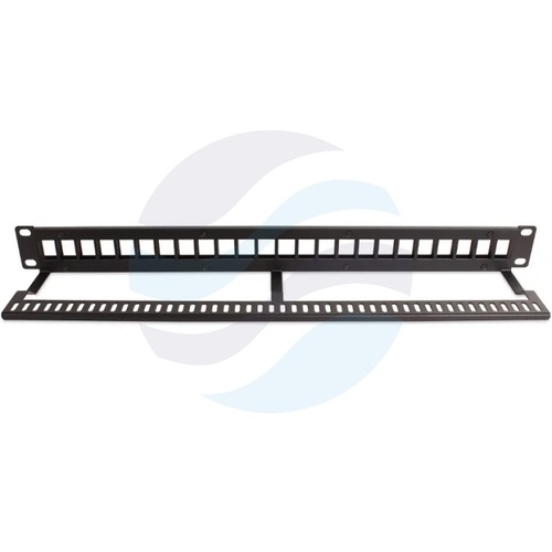 GETFORT Panel pusty 19" 1U, 24x keystone z podporą, czarny 2