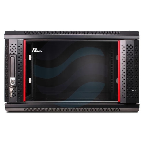 GETFORT Szafa wisząca 19" 6U 600x450mm czarna, drzwi szklane 2