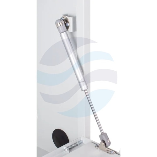 GETFORT Szafka CCTV multimedialna 19" 2U, wisząca pionowa, metalowa 580x500x130, drzwi opuszczane, przepust kablowy i szczotkowy, pasy, szara 7