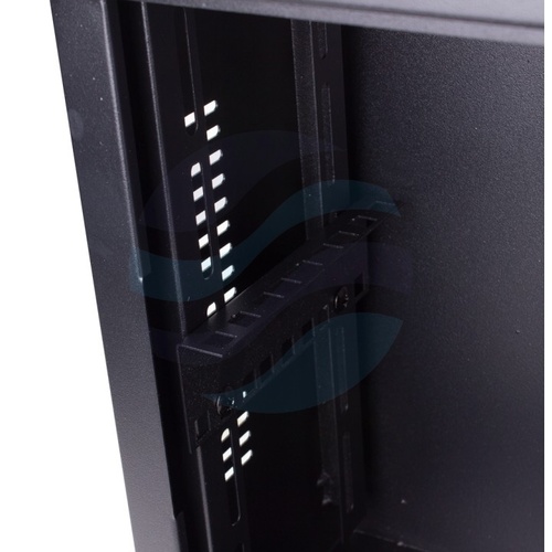 GETFORT Szafka CCTV multimedialna 19" 3U, wisząca pionowa, metalowa 540x350x180, drzwi otwierane, przepust szczotkowy i kablowy, czarna 5