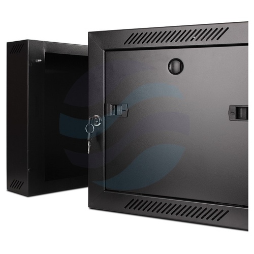 GETFORT Szafa wisząca 19" 6U 600X550mm, czarna, drzwi szklane, dwusekcyjna 2