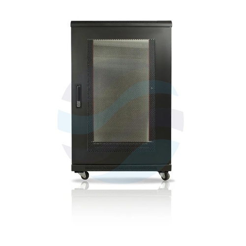 GETFORT Szafa stojąca 19" 15U 600x800mm czarna, drzwi szklane, tył drzwi stalowe wentylowane 2