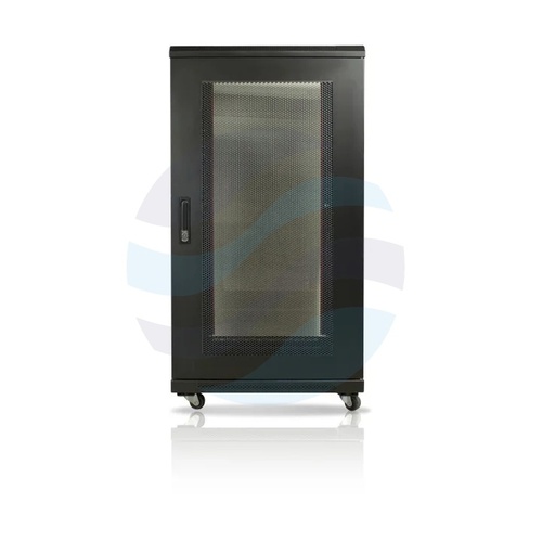 GETFORT Szafa stojąca 19" 22U 600x600mm czarna, drzwi szklane, tył drzwi stalowe wentylowane 2