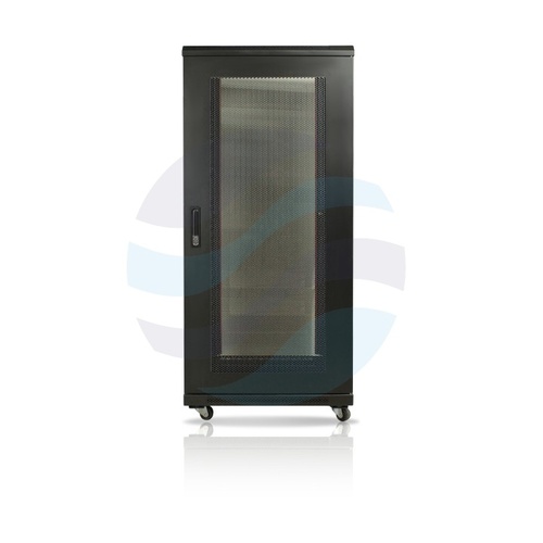 GETFORT Szafa stojąca 19" 27U 600x1000mm czarna, drzwi szklane, tył drzwi stalowe wentylowane 2