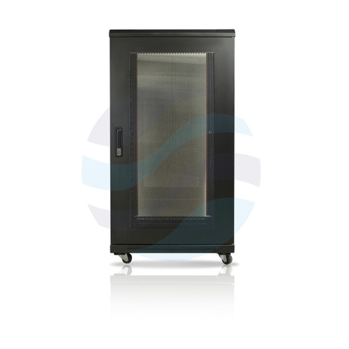 GETFORT Szafa stojąca 19" 22U 600x800mm czarna, drzwi wentylowane, tył drzwi stalowe wentylowane 2