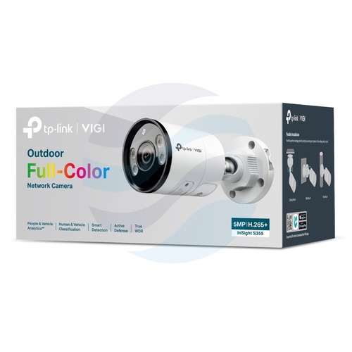 TP-Link InSight S355 (2.8mm) Kamera IP 5Mpx, bullet 2.8mm, 12V DC, PoE 802.3af/at, IR LED 30m, WDR 120dB, mikrofon, głośnik, mSD 512GB, IP67 4