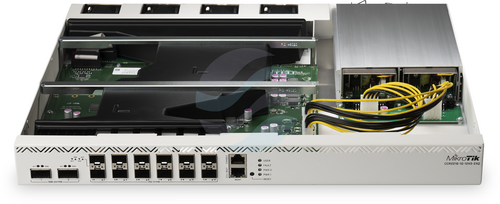 Mikrotik CCR2216-1G-12XS-2XQ Switch gigabitowy 12x 25Gb/s SFP28, 4x 100Gb/s QSFP28, 1x 10/100/1000Mbps, 1x PCIe M.2 SATA, 2x AC power, 16x 2GHz, 16GB DDR4, RACK L6 4
