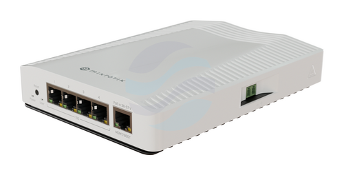 MikroTik CRS304-4XG-IN Switch 10G 4x 10GBase-T 1/2.5/5/10Gb/s, 1x 10/100/1000Mbps PoE-in 802.3af/at, 21W, 1.2GHz, 512MB, desktop / uchwyt DIN, RouterOS v7, L5, biały 7