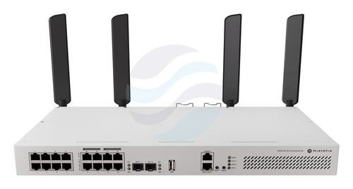 Mikrotik CRS418-8P-8G-2S+5axQ2axQ-RM Router / Switch zarządzalny z Wi-Fi 6 AX 4x4 MIMO, 16x 10/100/1000Mbps (8x PoE-out), 2x SFP+, 4x 2.2GHz, RAM 1GB, Dual PSU, USB 3.0, L5 2