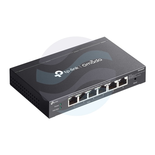 TP-Link ES206GP Switch gigabitowy zarządzalny PoE+ Omada 6x 10/100/1000Mbps (4x PoE+ 802.3at/af), 65W, metal 4