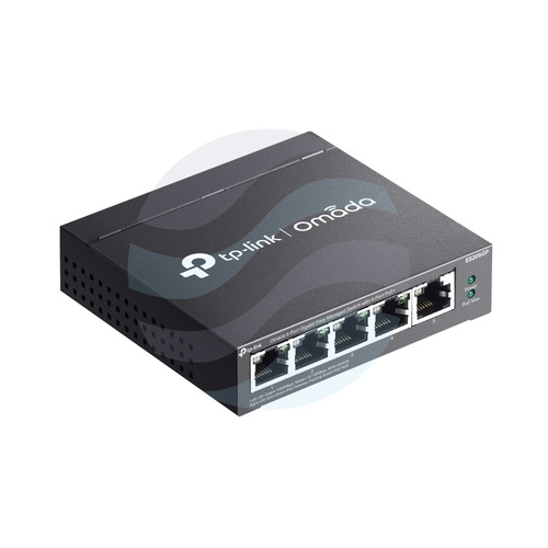 TP-Link ES205GP Switch gigabitowy PoE Omada 4x 10/100/1000Mbps 802.3af/at, 1x 10/100/1000Mbps Uplink, 65W, metal 4