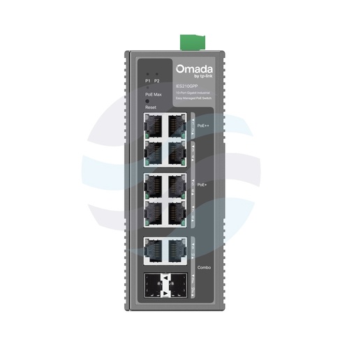 TP-Link IES210GPP Switch przemysłowy gigabitowy 2x PoE++ 10/100/1000 Mb/s, 6x PoE+10/100/1000 Mb/s, 2x Gigabit Combo SFP/RJ45, DIN, 1+1 DC 12-57V 2