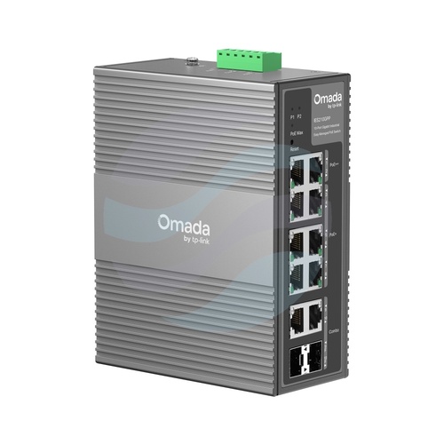 TP-Link IES210GPP Switch przemysłowy gigabitowy 2x PoE++ 10/100/1000 Mb/s, 6x PoE+10/100/1000 Mb/s, 2x Gigabit Combo SFP/RJ45, DIN, 1+1 DC 12-57V 3