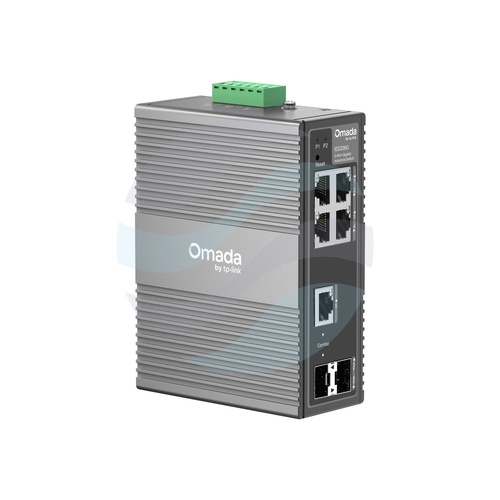TP-Link IES206G Switch gigabitowy przemysłowy zarządzalny Omada 6x (4x RJ45, 1x Combo RJ45/SFP, 1x SFP), zasilanie redundantne 9,6-60VDC, obudowa aluminiowa IP40, montaż na szynie DIN/ściana 2