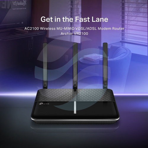 TP-Link Archer VR2100 Router Super VDSL2/ADSL2+ do 350Mbps, OneMesh, 1x RJ11, 1x USB 3.0 (2G/3G), 4x 10/100/1000Mbps, Wi-Fi AC 2100, 2,4/5GHz 300/1733Mbps, czarny 3
