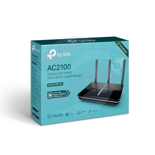 TP-Link Archer VR2100 Router Super VDSL2/ADSL2+ do 350Mbps, OneMesh, 1x RJ11, 1x USB 3.0 (2G/3G), 4x 10/100/1000Mbps, Wi-Fi AC 2100, 2,4/5GHz 300/1733Mbps, czarny 4