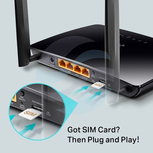 TP-Link Archer MR400 Router 3G/4G LTE, kat.4, Wi-Fi AC1200 2.4/5GHz (300/867Mbps), 1xSIM, 2xSMA, 4x10/100Mbps, czarny 4