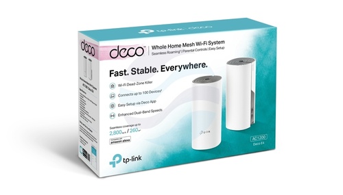 TP-Link Deco E4 Router / Access Point stojący Wi-Fi AC1200, Mesh, 300/867Mbps, 2.4/5GHz, 2x 10/100Mbps, biały (2-pack) 5