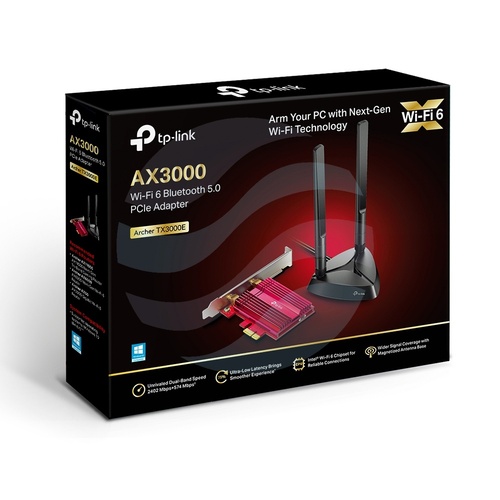 TP-Link Archer TX3000E Karta sieciowa PCI Express Wi-Fi 6 AX3000, Bluetooth 5.0, 574/2402Mb/s, 2,4GHz/5GHz, czarna 3