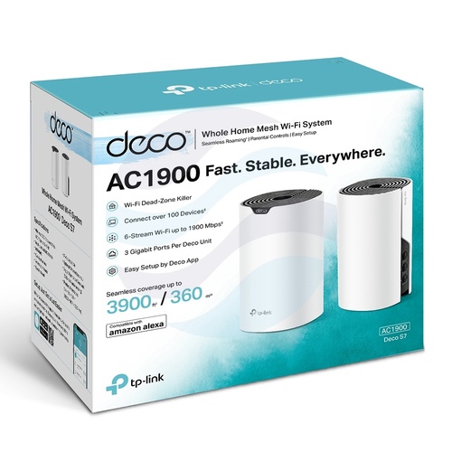 TP-Link Deco S7 Router / Access Point gigabitowy stojący Wi-Fi AC1900, Mesh, 600/1300Mbps, 2.4/5GHz, 3x GIGABIT, biały (2-pack) 2