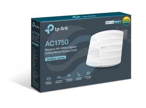 TP-Link EAP245 Access Point sufitowy AP AC1750 1300/450Mb/s, 2.4/5GHz: 3*4/3*4dBi, 2x 10/100/1000 Mb/s PoE 802.3af 5