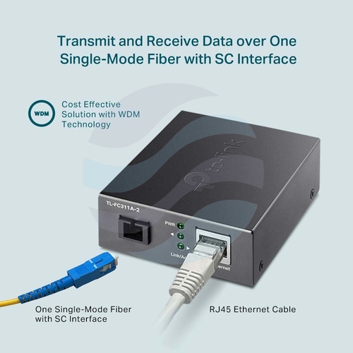 TP-Link TL-FC311A-2 Media konwerter WDM LAN x10/100/1000Mbps, 1x SC/UPC, 1550nm TX/1310nm RX, 2km 7