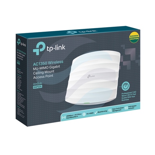 TP-Link EAP225 Access Point sufitowy AP AC 1350Mb/s, 450/867Mb/s, 2,4GHz/5GHz, 1x WAN/LAN GIGABIT, PoE 802.3af / PoE PASSIVE 5