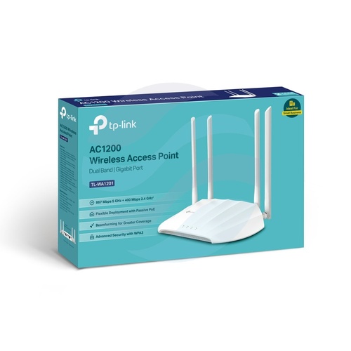 TP-Link TL-WA1201 Punkt dostępowy LAN 1x10/100/1000Mbps, Wi-Fi 2.4GHz/300Mb/s - 5GHz/867Mb/s, Standard AC1200 3