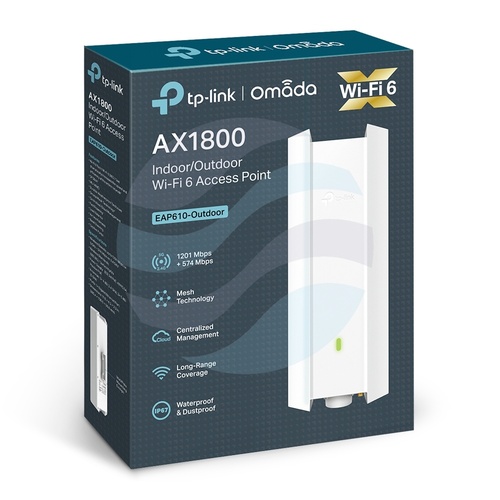 TP-Link EAP610-Outdoor Punkt dostępowy zewnętrzny AP AX1800 574/2402Mb/s, 2,4/5GHz: 2*4/2*5dBi, 1x 10/100/1000 Mb/s PoE 802.3af 5