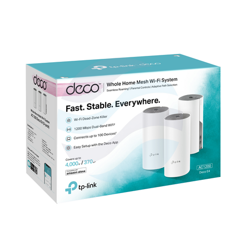 TP-Link Deco E4 Router / Access Point Mesh WiFi AC1200 do 370m2, 2x10/100Mbps, 2.4/5Ghz, 300/867Mbps, (3-pack) 5