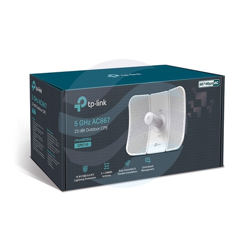 TP-Link CPE710 Zewnętrzne urządzenie CPE 5GHz, 867Mb/s, antena kierunkowa 23dBi, 1x GbE LAN, IP65, PoE pasywne, biały 5
