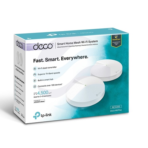 TP-Link Deco M9 Plus Router / Access Point stojący Wi‑Fi AC2200, Mesh Tri‑Band, 400/867/867Mb/s, 2,4GHz/5GHz/5GHz, 2x Gigabit, biały (2‑pack) 5