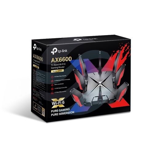TP-Link Archer GX90 Router gamingowy Wi-Fi 6 AX6600, 3-pasmowy 574/1201/4804Mb/s, pasmo dla graczy, 8x anten, OFDMA/MU-MIMO, 1x 2.5Gb/s WAN/LAN, HomeCare, czarny 4