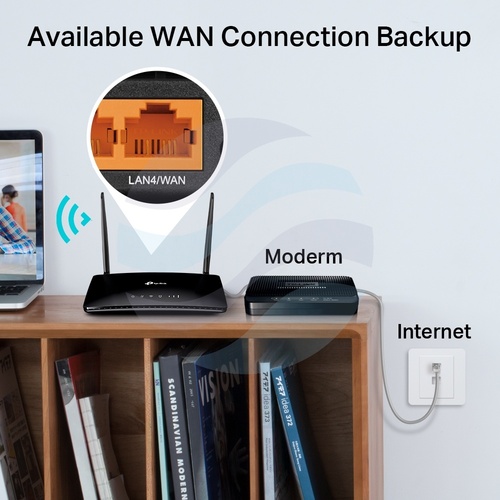 TP-Link Archer MR200 Router 4G LTE Cat4 150/50Mb/s, Wi-Fi AC750 300/433Mb/s 2.4/5GHz, 3x LAN + 1x WAN 10/100Mb/s, 2x anteny zewnętrzne 7