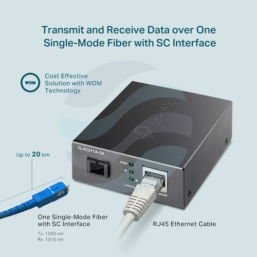 TP-Link TL-FC311A-20 Media konwerter WDM 1x RJ45 10/100/1000Mb/s, 1x SC, 1550/1310nm, do 20km 7