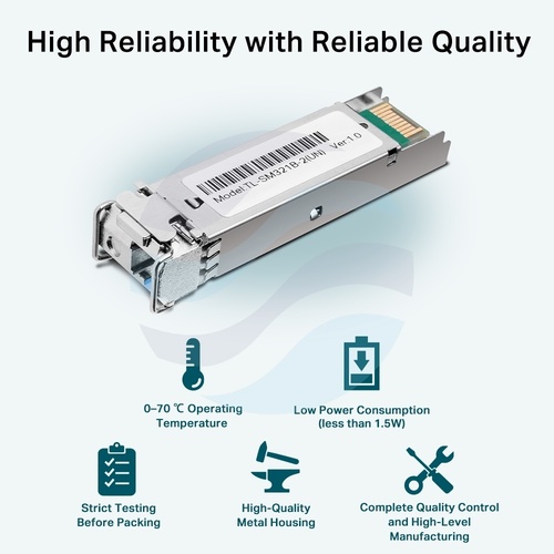 TP-Link TL-SM321B-2 Moduł SFP WDM dwukierunkowy 1000Base-BX, SM 9/125µm, LC, 1,25Gb/s, 1310/1550nm, do 2km, DDM 5