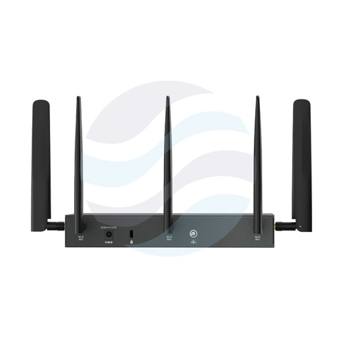 TP-Link ER706WP-4G Router Wi-Fi 6 4G+ Cat6 AX3000 Omada, 574/2402 Mb/s, 2,4/5 GHz, 3×4,5/3×5,5 dBi, 1× SFP Gigabit, 1× WAN Gigabit, 4× WAN/LAN Gigabit PoE+, 2× Nano SIM, zasilacz 53,5 V 1,31 A w zestawie, czarny 2
