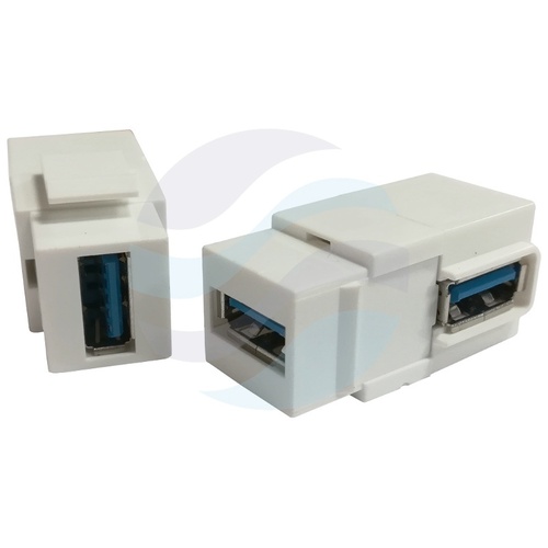 Moduł keystone, USB 3.0 typ A-żeńskie / A-żeńskie boczne, biały 2