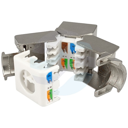 Moduł keystone RJ-45 kat.6 STP, beznarzędziowy, identyfikacja LED (czerwona/zielona), metal 4