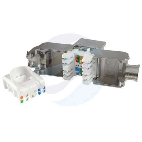Moduł keystone RJ-45 kat.6 STP, beznarzędziowy, wewnętrzna zapadka przeciwkurzowa, metal 3