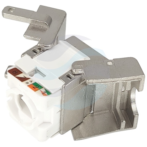 Moduł keystone RJ-45 kat.6A STP, beznarzędziowy, wersja SLIM (głębokość 26mm), 10Gbps, metal 3