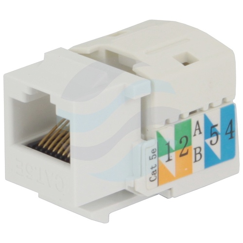 Moduł keystone RJ-45 kat.5e UTP, zaciskany od góry LSA, profil SLIM 18mm, biały plastik 2