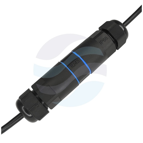 Mufa / Puszka połączeniowa sieciowa RJ45-RJ45 kat.6, STP/FTP max. 8mm, IP68 z dławikami, prosta czarna 3