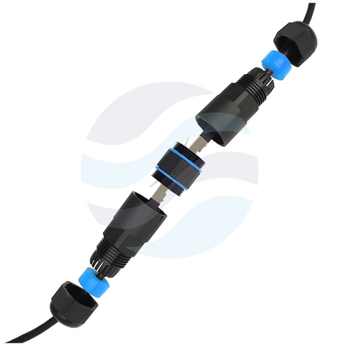 Mufa / Puszka połączeniowa sieciowa RJ45-RJ45 kat.6, STP/FTP max. 8mm, IP68 z dławikami, prosta czarna 4