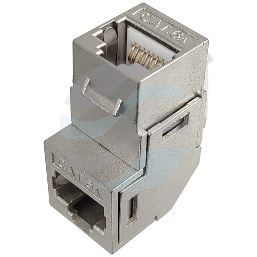 Moduł keystone RJ45 STP kat.6A beznarzędziowy, metalowy, kątowy 2