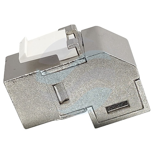 Moduł keystone RJ45 STP kat.6A beznarzędziowy, metalowy, kątowy 4